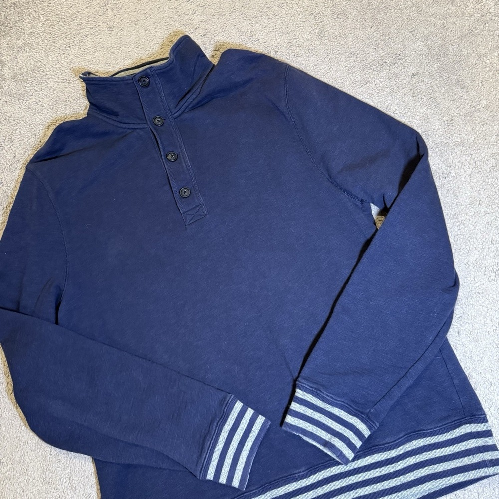 Jack Spade‎ Mens Navy Mock Neck Button Pullover Sweatshirt Size Large Casual